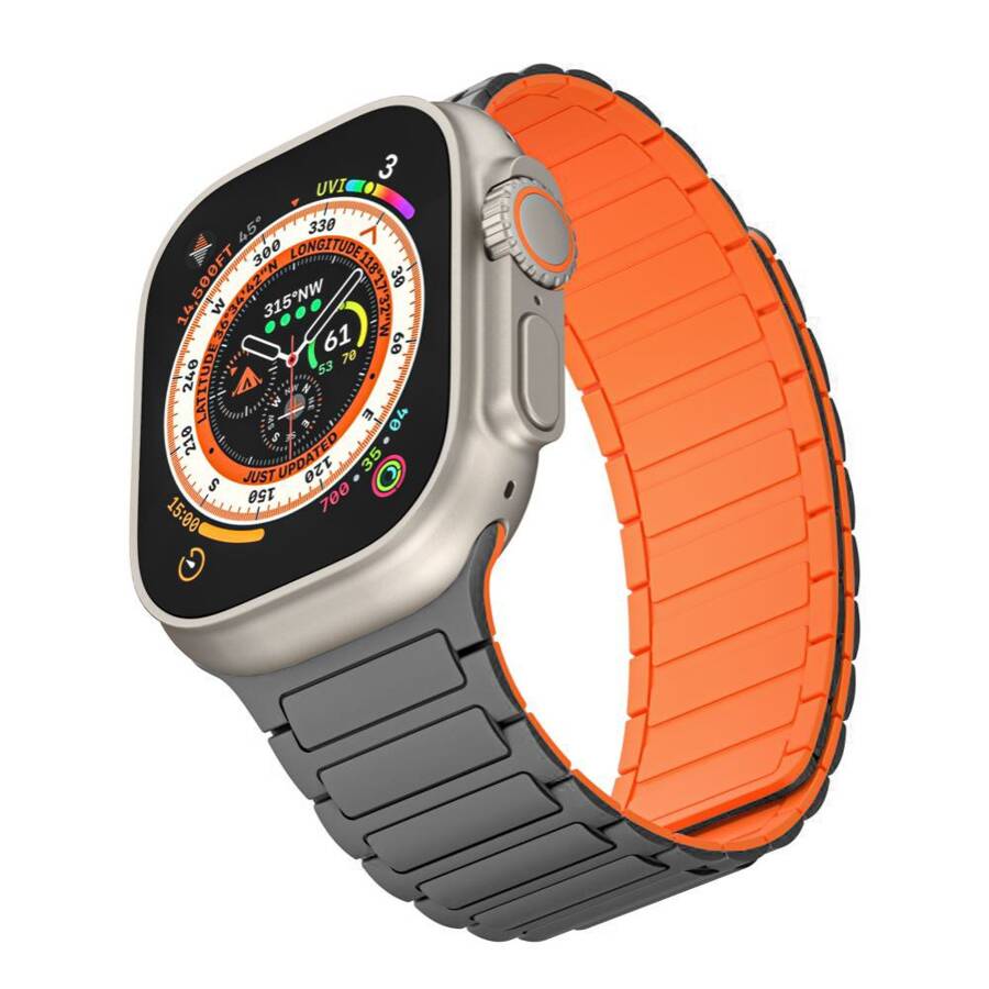 TECH-PROTECT ICONBAND MAGNETIC APPLE WATCH 4 / 5 / 6 / 7 / 8 / 9 / SE / ULTRA 1 / 2 (42 / 44 / 45 / 49 MM) TITANIUM/ORANGE