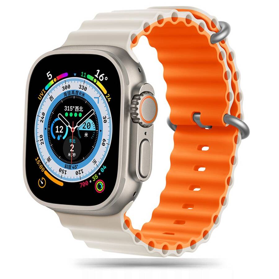 TECH-PROTECT ICONBAND PRO APPLE WATCH 4 / 5 / 6 / 7 / 8 / 9 / SE / ULTRA 1 / 2 (42 / 44 / 45 / 49 MM) STARLIGHT/ORANGE