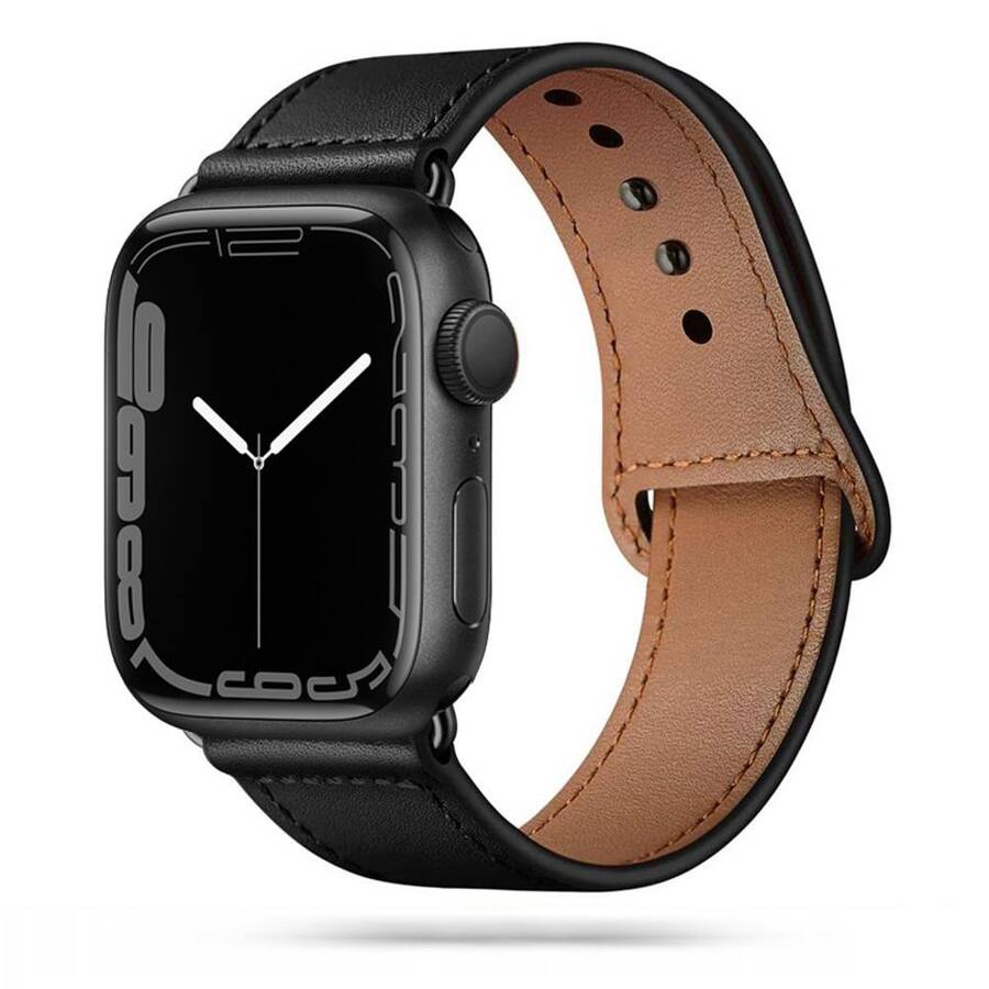 TECH-PROTECT LEATHERFIT APPLE WATCH 4 / 5 / 6 / 7 / 8 / 9 / SE / ULTRA 1 / 2  (42 / 44 / 45 / 49 MM) BLACK