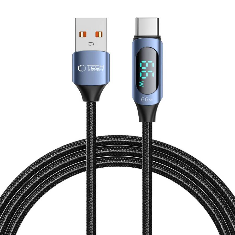 TECH-PROTECT ULTRABOOST LED TYPE-C CABLE 66W/6A 200CM BLUE