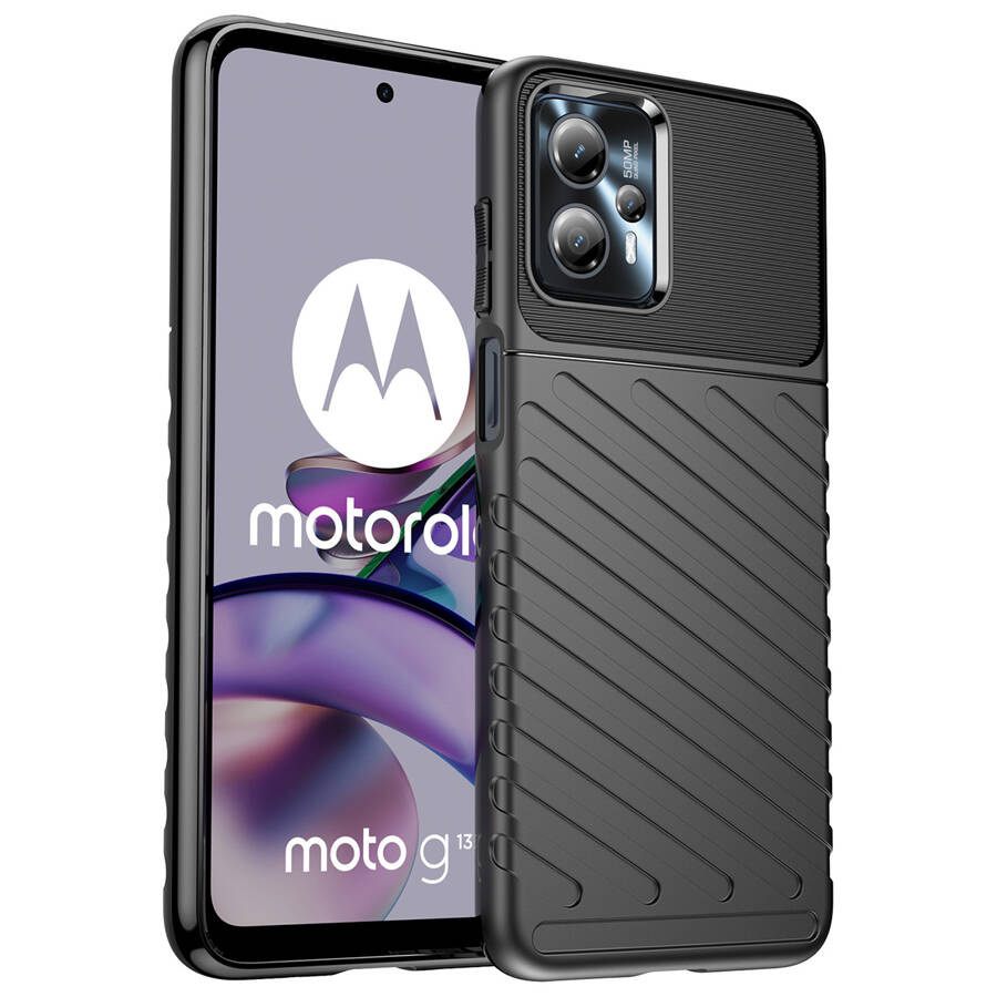 THUNDER CASE CASE FOR MOTOROLA MOTO G13 SILICONE ARMOR CASE BLACK