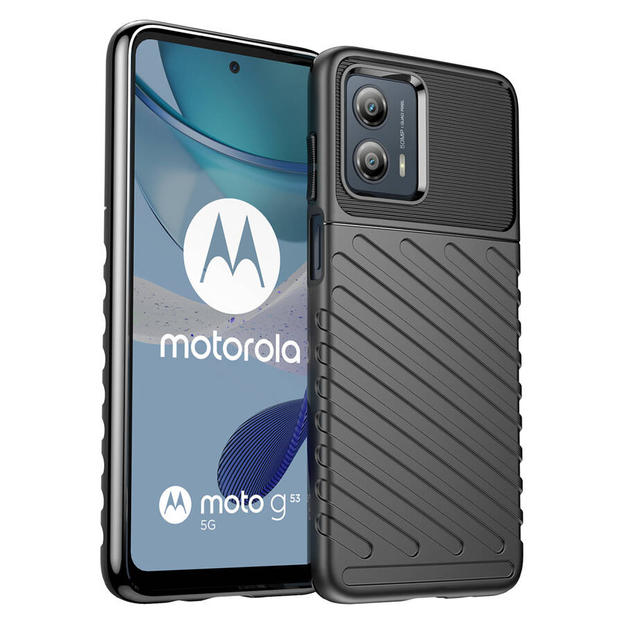 THUNDER CASE CASE FOR MOTOROLA MOTO G53 SILICONE ARMOR CASE BLACK