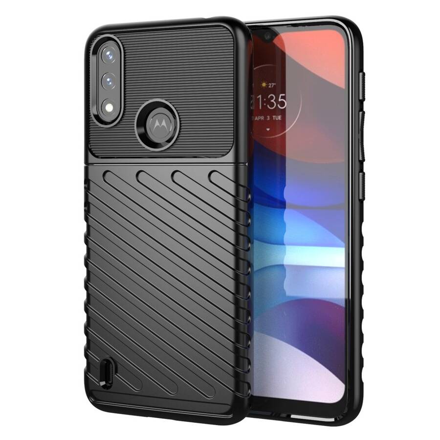 THUNDER CASE FLEXIBLE ARMORED COVER FOR MOTOROLA MOTO E7 POWER BLACK