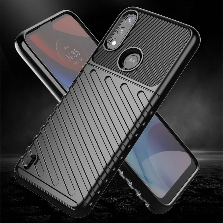 THUNDER CASE FLEXIBLE ARMORED COVER FOR MOTOROLA MOTO E7 POWER BLACK