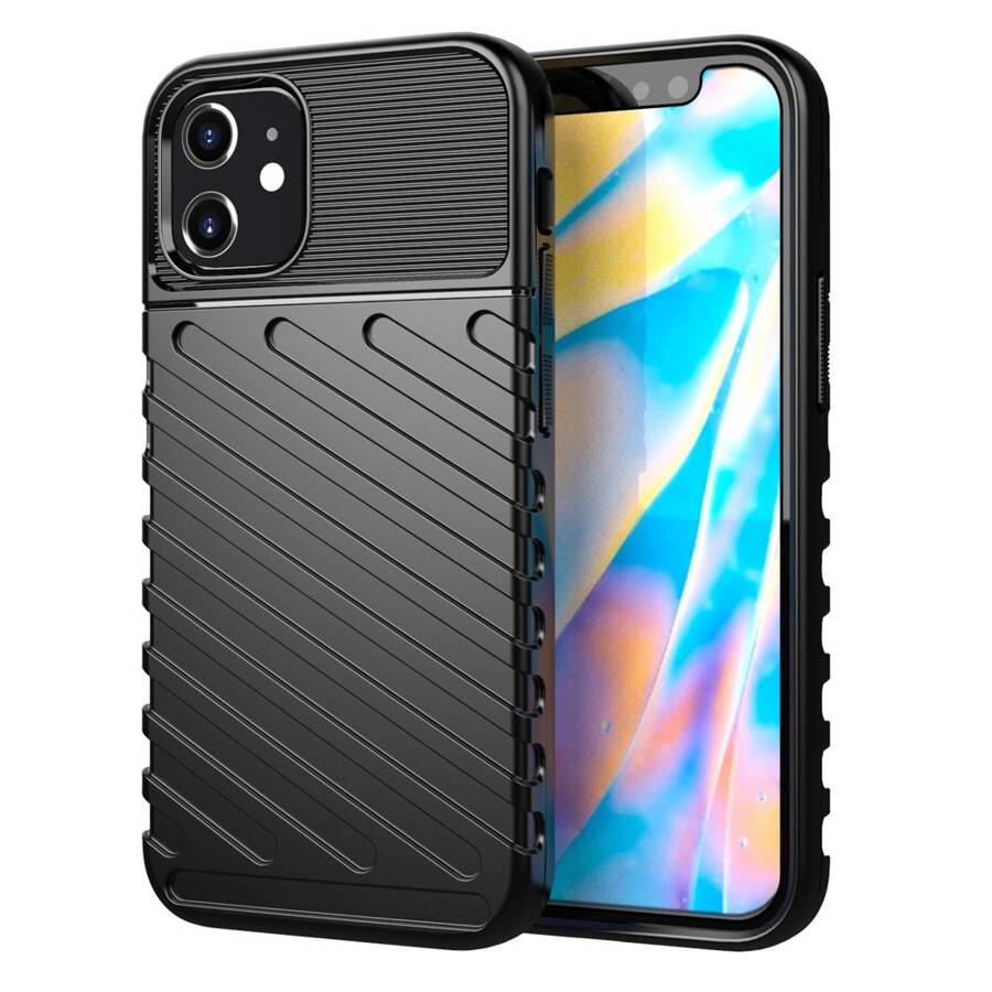 THUNDER CASE FLEXIBLE TOUGH RUGGED COVER TPU CASE FOR IPHONE 12 MINI BLACK