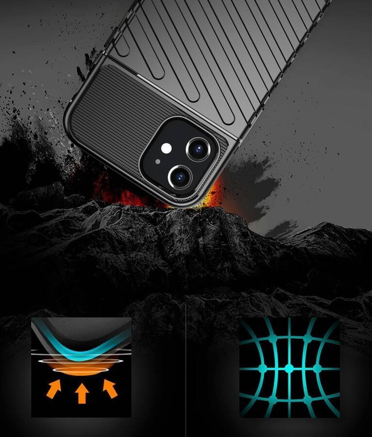 THUNDER CASE FLEXIBLE TOUGH RUGGED COVER TPU CASE FOR IPHONE 12 MINI BLACK