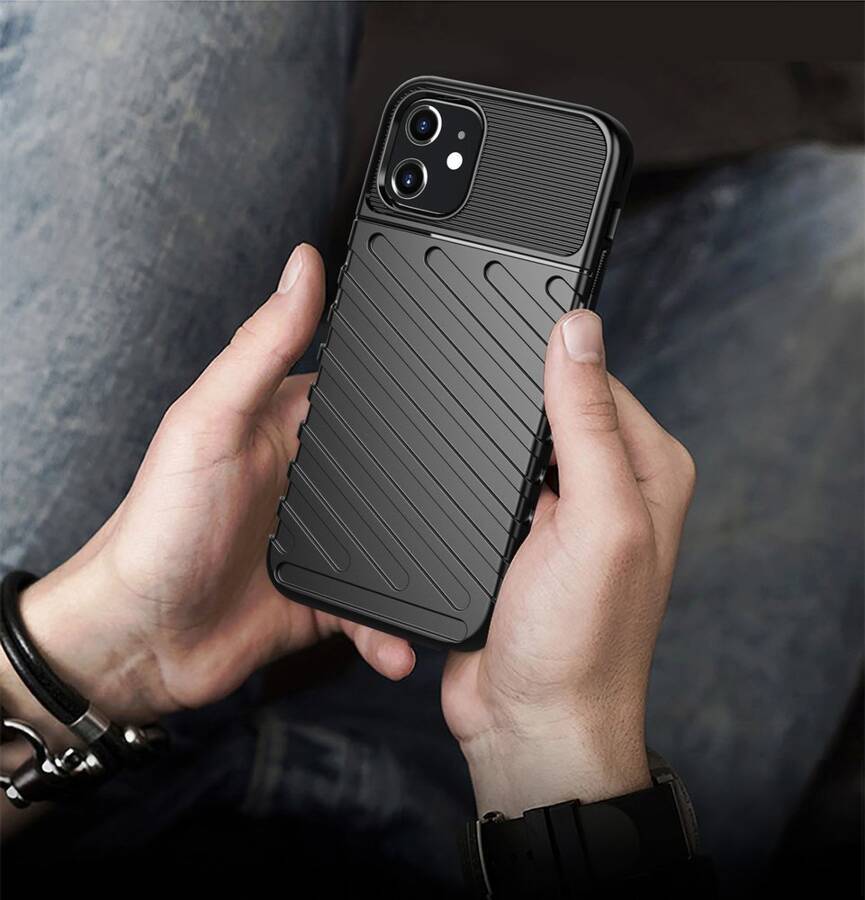 THUNDER CASE FLEXIBLE TOUGH RUGGED COVER TPU CASE FOR IPHONE 12 MINI BLACK