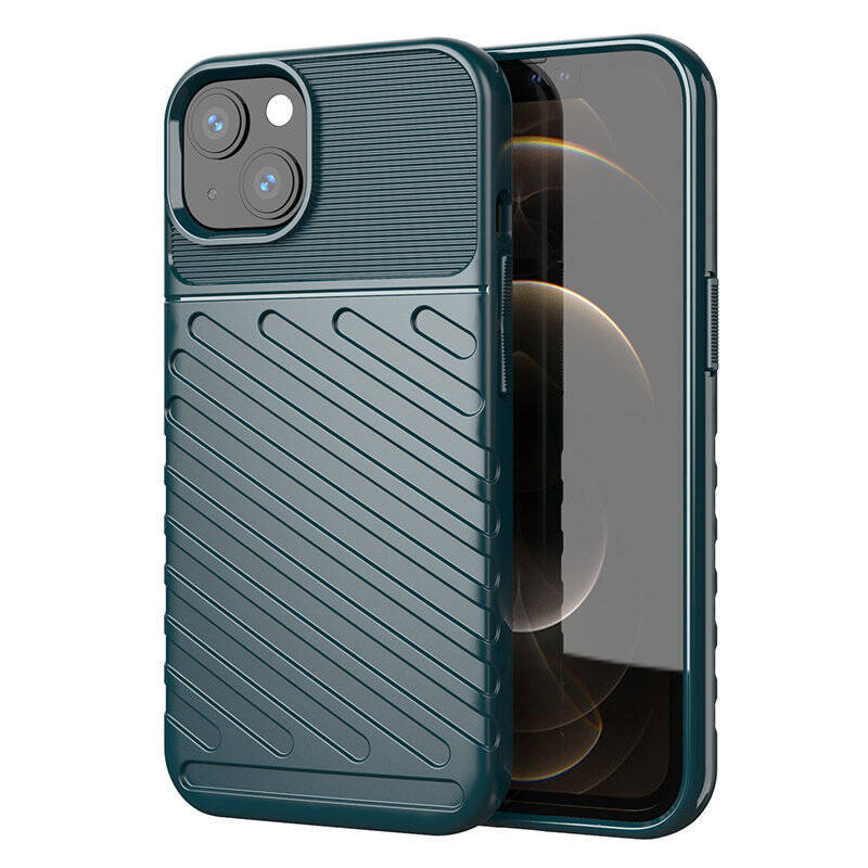 THUNDER CASE FLEXIBLE TOUGH RUGGED COVER TPU CASE FOR IPHONE 13 GREEN