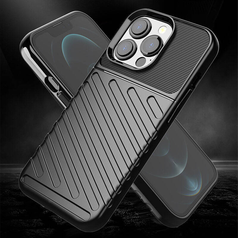 THUNDER CASE FLEXIBLE TOUGH RUGGED COVER TPU CASE FOR IPHONE 13 PRO BLACK