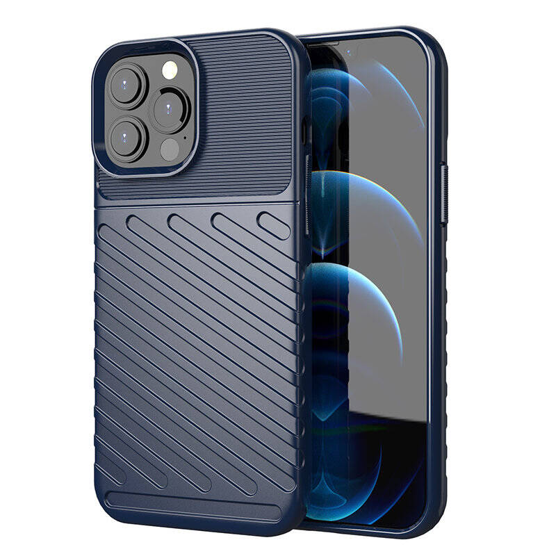 THUNDER CASE FLEXIBLE TOUGH RUGGED COVER TPU CASE FOR IPHONE 13 PRO MAX BLUE