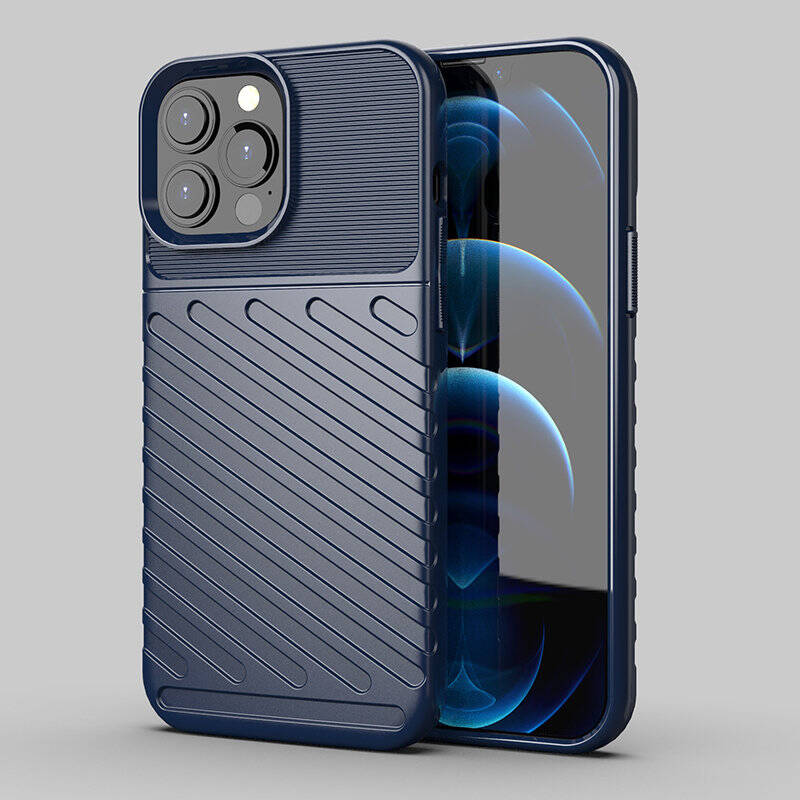 THUNDER CASE FLEXIBLE TOUGH RUGGED COVER TPU CASE FOR IPHONE 13 PRO MAX BLUE