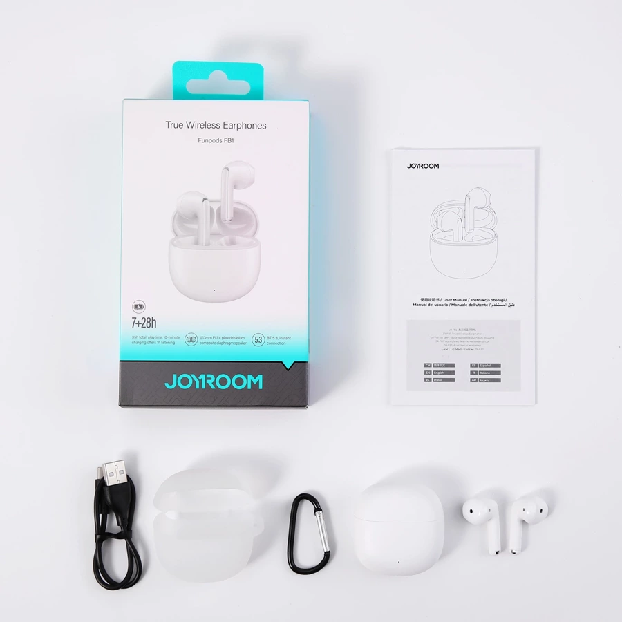 TWS Joyroom Funpods Series JR-FB1 Bluetooth 5.3 wireless headphones - white