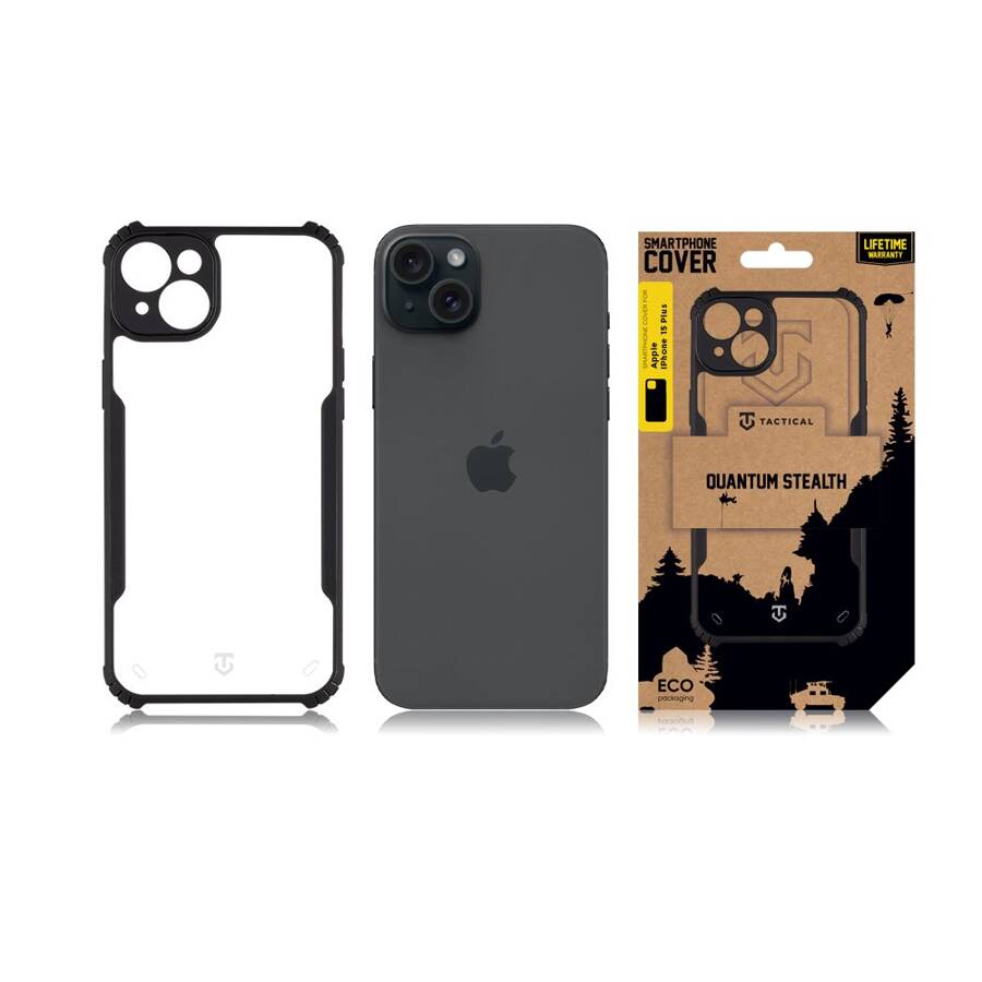 Tactical Quantum Stealth Cover for Apple iPhone 15 Clear/Black