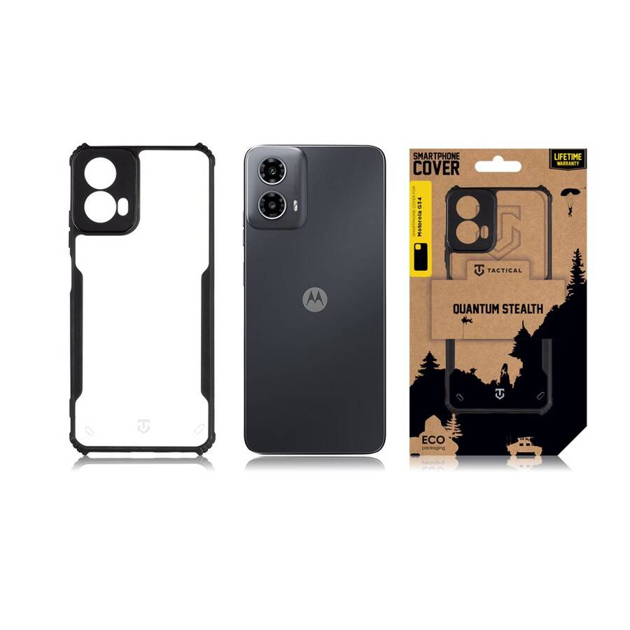 Tactical Quantum Stealth Cover for Motorola G34 Clear/Black