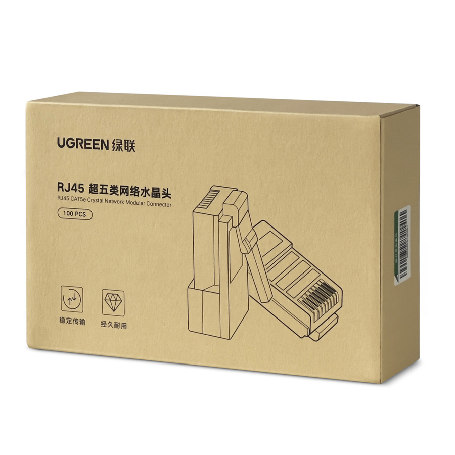 UGREEN 100X PLUG END RJ45 8P8C (UTP CAT. 5 / CAT. 5E) TRANSPARENT (NW110)