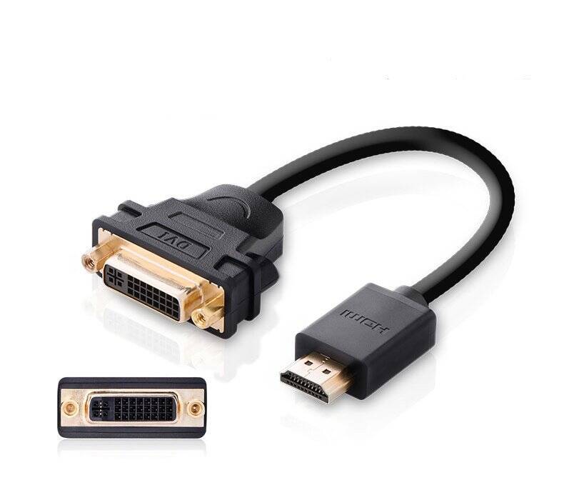 UGREEN CABLE CABLE ADAPTER ADAPTER DVI 24 + 5 PIN (FEMALE) - HDMI (MALE) 22 CM BLACK (20136)