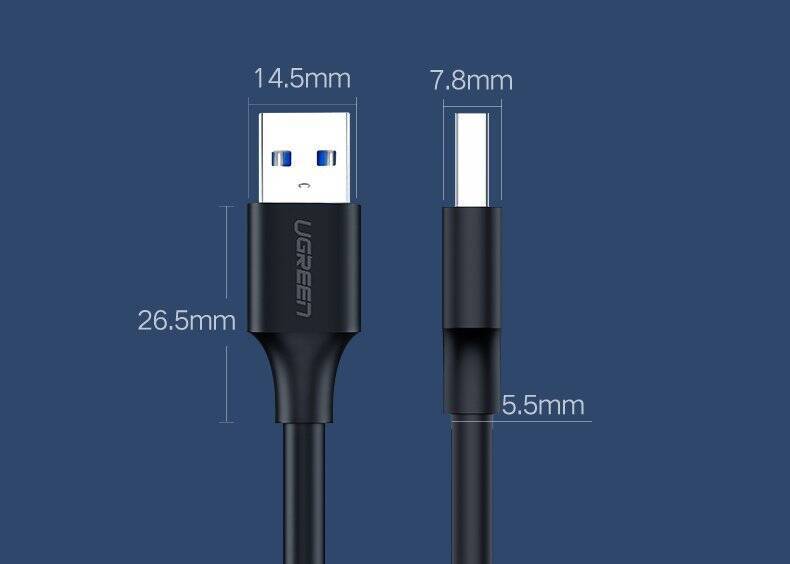 UGREEN CABLE USB 2.0 CABLE (MALE) - USB 2.0 (MALE) 0.5 M BLACK (US128 10308)