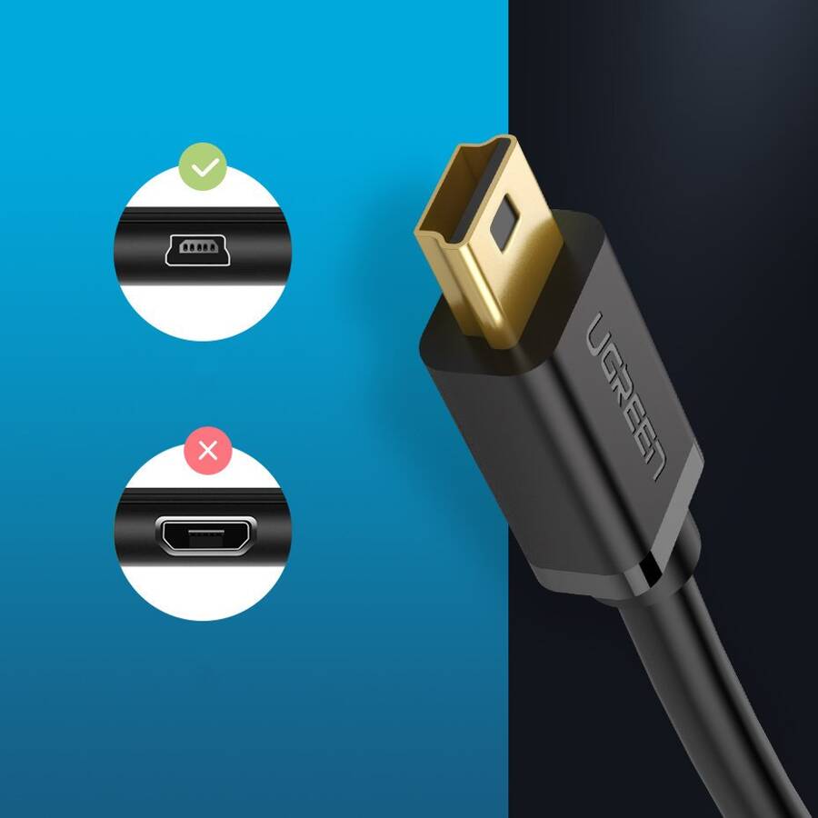 UGREEN CABLE USB - MINI USB 480 MBPS 1 M BLACK (US132 10355)