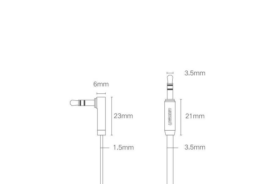 UGREEN FLAT CABLE AUX AUDIO CABLE 3.5 MM MINI JACK 2M SILVER (10599)