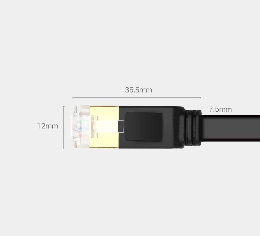 UGREEN FLAT CABLE INTERNET NETWORK CABLE ETHERNET PATCHCORD RJ45 CAT 7 STP LAN 10 GBPS 10M BLACK (NW106 11265)