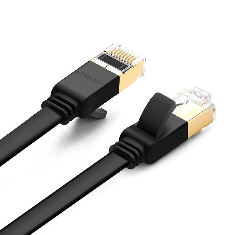 UGREEN FLAT CABLE INTERNET NETWORK CABLE ETHERNET PATCHCORD RJ45 CAT 7 STP LAN 10 GBPS 10M BLACK (NW106 11265)