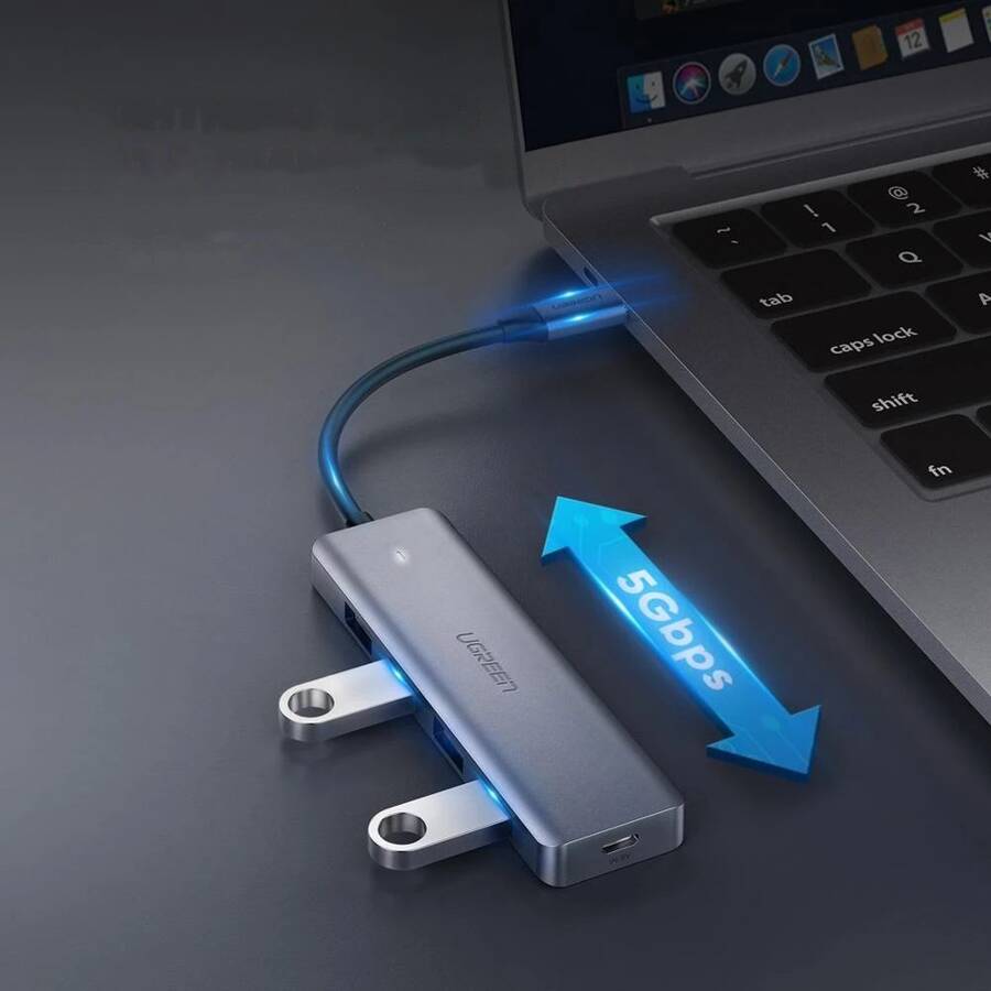 UGREEN USB HUB SPLITTER - 4X USB 3.2 GEN 1 WITH MICRO USB POWER PORT GRAY (CM219 70336)