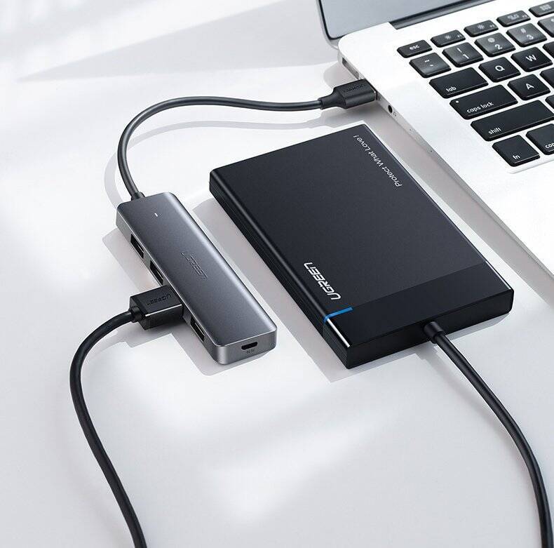 UGREEN USB HUB SPLITTER - 4X USB 3.2 GEN 1 WITH MICRO USB POWER PORT GRAY (CM219 70336)