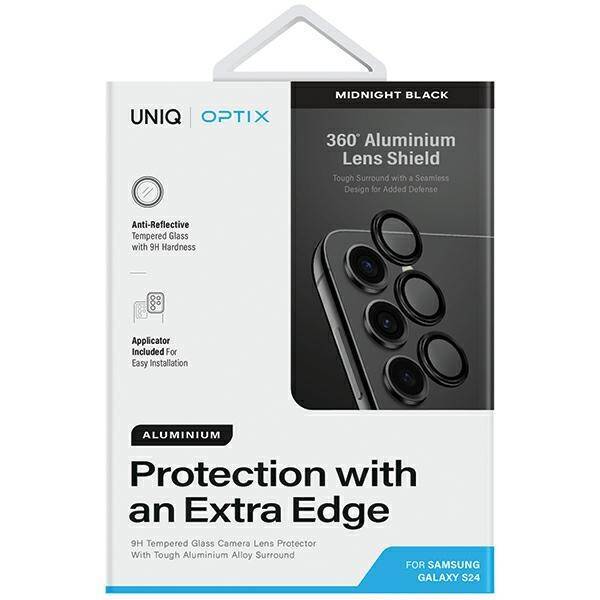 UNIQ Optix Aluminium Camera Lens Protector Sam S24 S921 midnight black szkło na obiektyw aparatu z aplikatorem