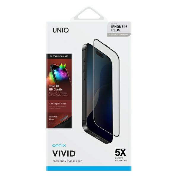 UNIQ Optix Vivid iPhone 16 Plus / 15      Plus / 14 Pro Max 6.7" clear szkło hartowane z aplikatorem