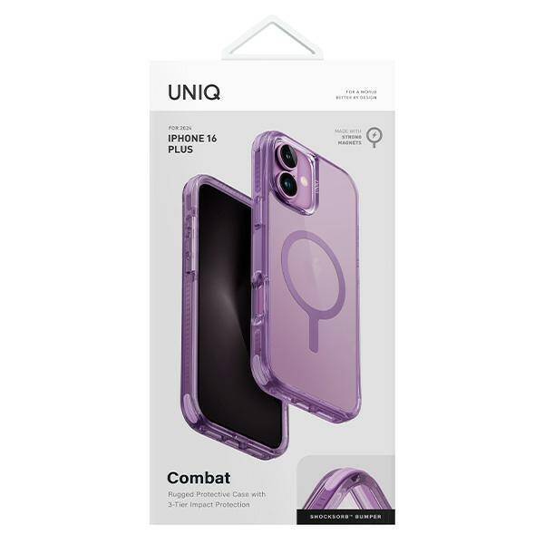 UNIQ etui Combat iPhone 16 Plus 6.7" Magclick Charging różowy/grape pink