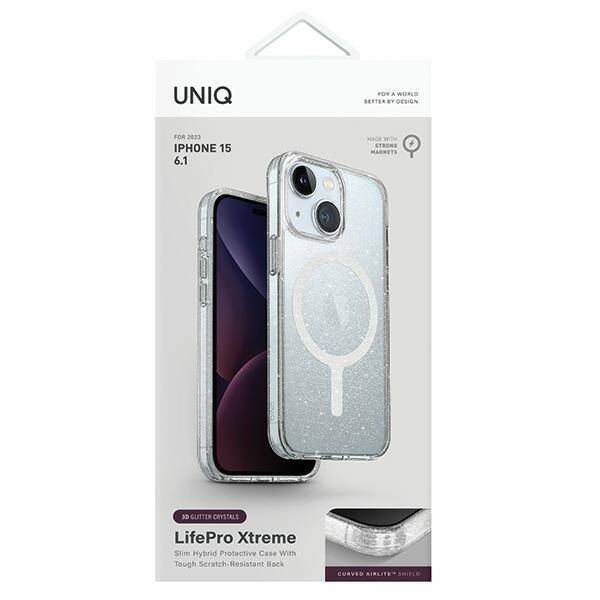 UNIQ etui LifePro Xtreme iPhone 15 / 14 / 13 6.1" Magclick Charging przezroczysty/tinsel lucent