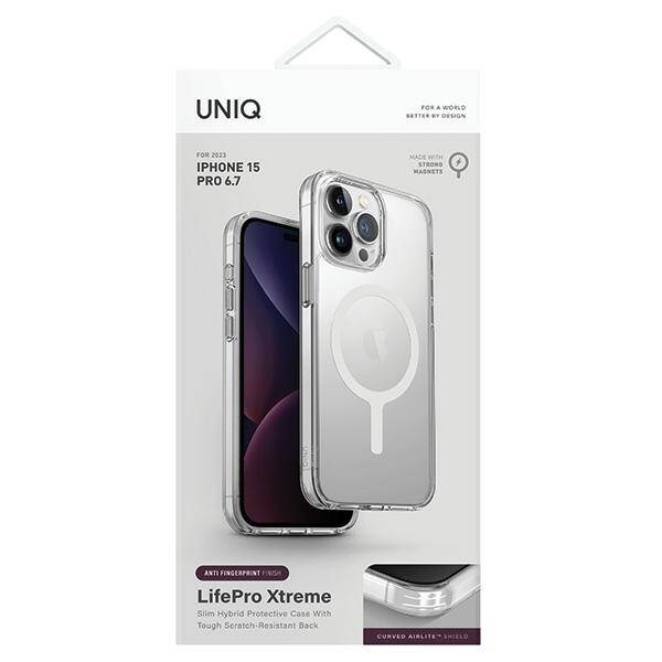 UNIQ etui LifePro Xtreme iPhone 15 Pro Max 6.7" Magclick Charging przeźroczysty/frost clear