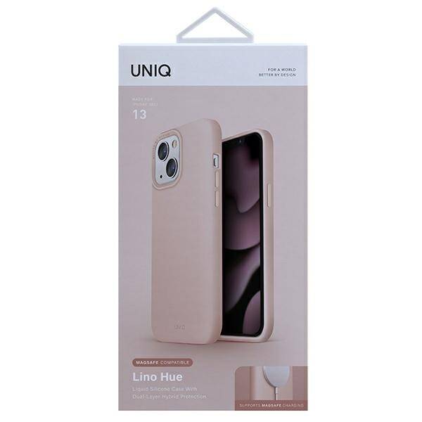 UNIQ etui Lino Hue iPhone 13 / 14 / 15 6,1" różowy/blush pink MagSafe