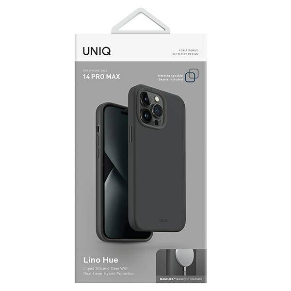 UNIQ etui Lino Hue iPhone 14 Pro Max 6,7" Magclick Charging szary/charcoal grey