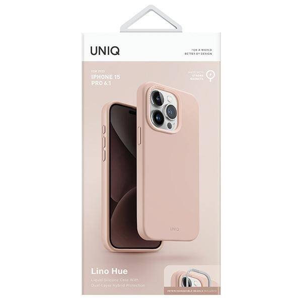 UNIQ etui Lino Hue iPhone 15 Pro 6.1" Magclick Charging różowy/blush pink