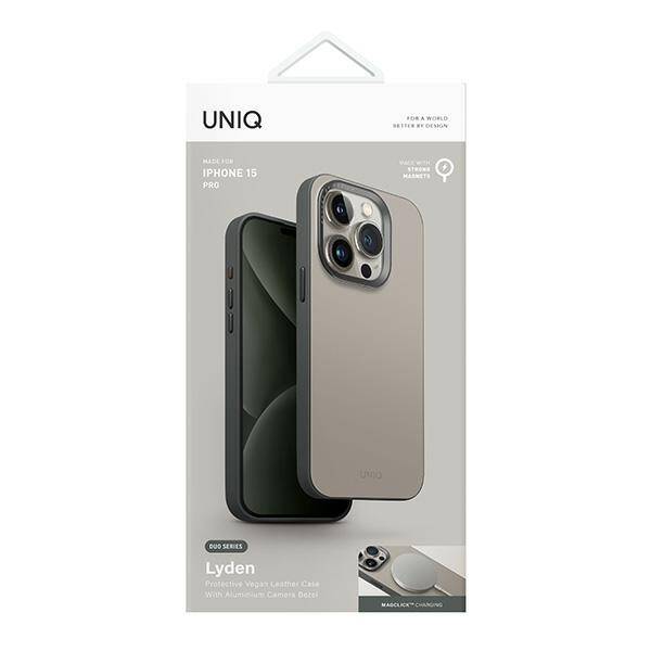 UNIQ etui Lyden DS iPhone 15 Pro 6.1" Magclick Charging beżowo-zielony/ivory-lichen green