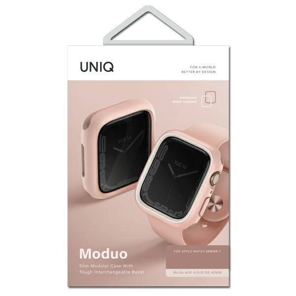 UNIQ etui Moduo Apple Watch Series  4/5/6/7/8/9/SE/SE2 44/45mm różowy-biały/blush-white