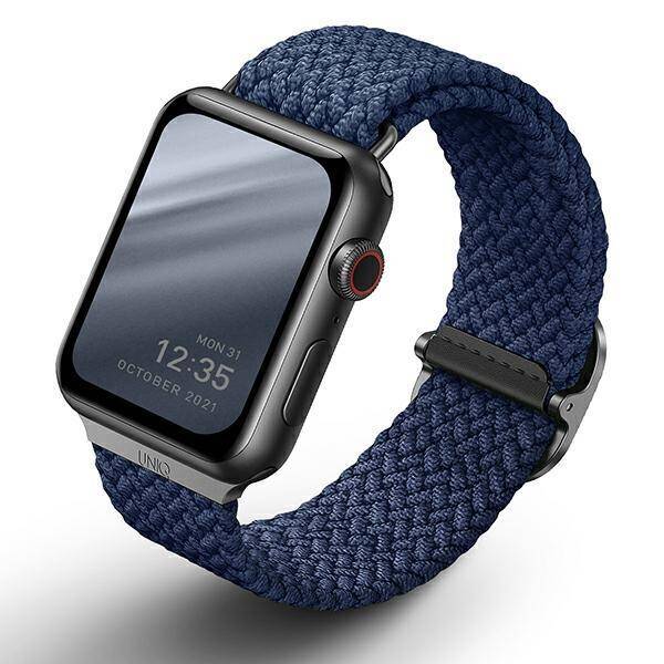 UNIQ pasek Aspen Apple Watch 40/38/41mm Series 1/2/3/4/5/6/7/8/9/SE/SE2 Braided niebieski/oxford blue