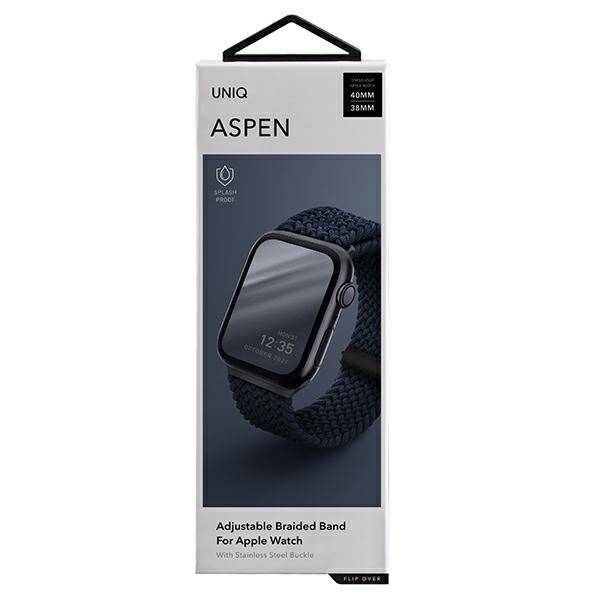 UNIQ pasek Aspen Apple Watch 40/38/41mm Series 1/2/3/4/5/6/7/8/9/SE/SE2 Braided niebieski/oxford blue