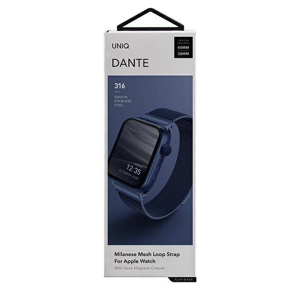 UNIQ pasek Dante Apple Watch Series 1/2/3/4/5/6/7/8/9/SE/SE2 38/40/41mm Stainless Steel niebieski/marine blue