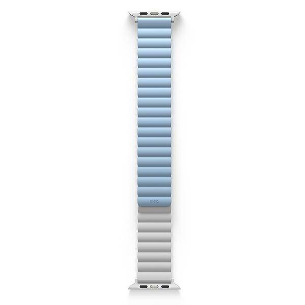 UNIQ pasek Revix Apple Watch Series 1/2/3/4/5/6/7/8/9/SE/SE2/Ultra/Ultra 2 42/44/45/49mm. Reversible Magnetic biały-niebieski/white-blue