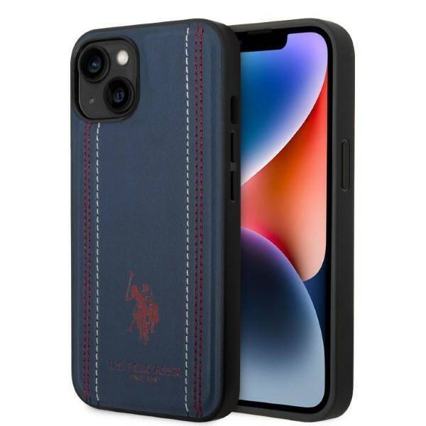 US POLO USHCP14LPFAV IPHONE 14 PRO 6,1" GRANATOWY/NAVY BLUE LEATHER STITCH