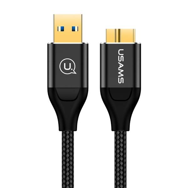 USAMS KABEL PLECIONY U19 USB 3.0 MICRO USB B DO DYSKU ZEWNĘTRZNEGO 1M CZARNY /BLACK SJ272USB01 (US-SJ272)