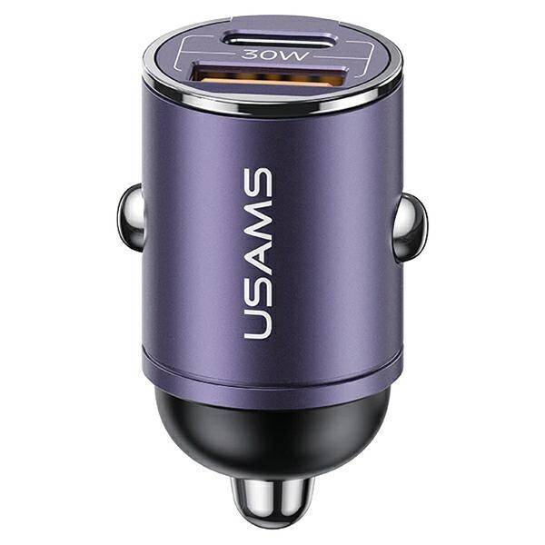 USAMS Ład. sam. 1xUSB+1xUSB-C C38 30W PD Fast Charge z wbudowanym pieścieniem fioletowy/purple CC206CC02 (US-CC206)