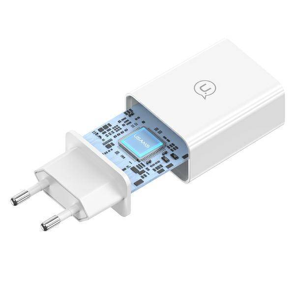 USAMS Ład. siec. 18W + kabel USB-C/USB-A 1m Fast Charging biały/white series SC SCXLTZ02