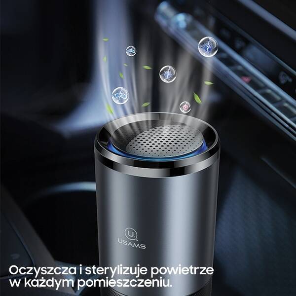 USAMS Przenośny sterylizator powietrza UV-C czarno-szary/black&gray  ZB169JHQ01 (US-ZB169)