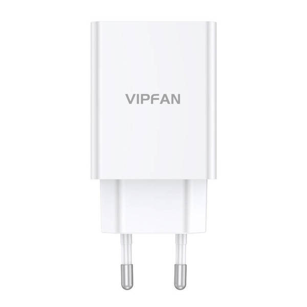 VIPFAN E03 WALL CHARGER, 1X USB, 18W, QC 3.0 + MICRO USB CABLE (WHITE)