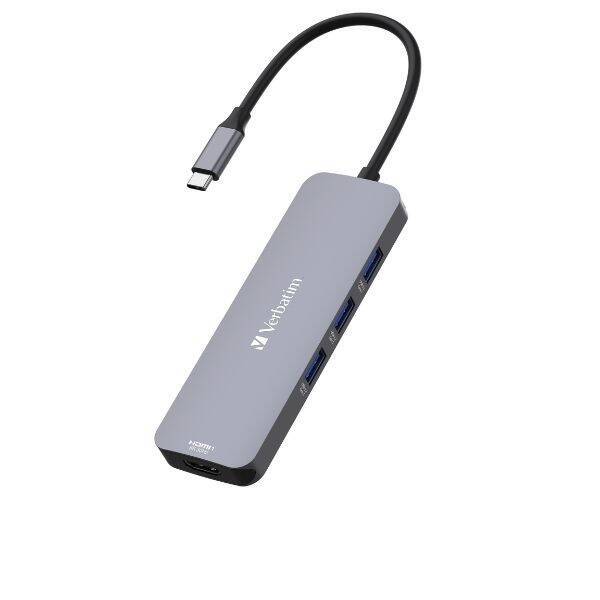 Verbatim Adapter Hub USB-C - 2xHDMI/      3xUSB-A/SD/microSD/USB-C aluminiowy/aluminum 32151