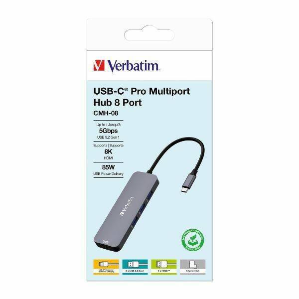 Verbatim Adapter Hub USB-C - 2xHDMI/      3xUSB-A/SD/microSD/USB-C aluminiowy/aluminum 32151