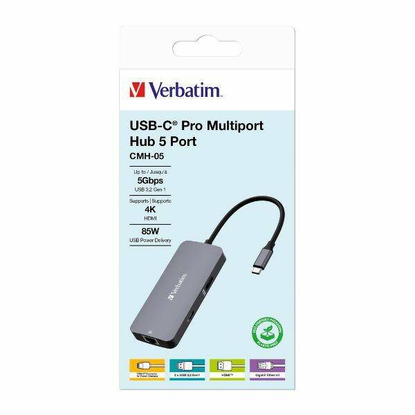 Verbatim Adapter Hub USB-C - HDMI/USB-C   /Eternet/2xUSB-A 3.0 aluminiowy/aluminum 32150